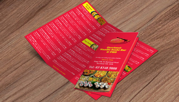 Take away menu printing australia